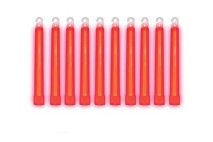 Cyalume - 9-08002 SnapLight Red Light Sticks ??6 Inch Industrial Grade, Ultra Bright Glow Sticks with 12 Hour Duration (Pack of 10)