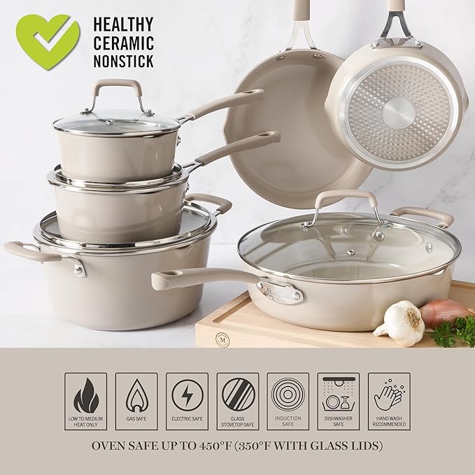 Martha Stewart Heathland Premium Nonstick PFA Free Ceramic Interior 10-Piece