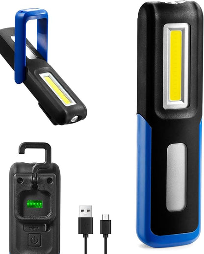 Work Light, 1000 Lumens Bright LED Work Lights, Rechargeable Work Light for Mechanics Portable& Cordless, with Rotate Magnetic Base&Hooks, Mechanic Light for Car Repair/Inspection/Workshop