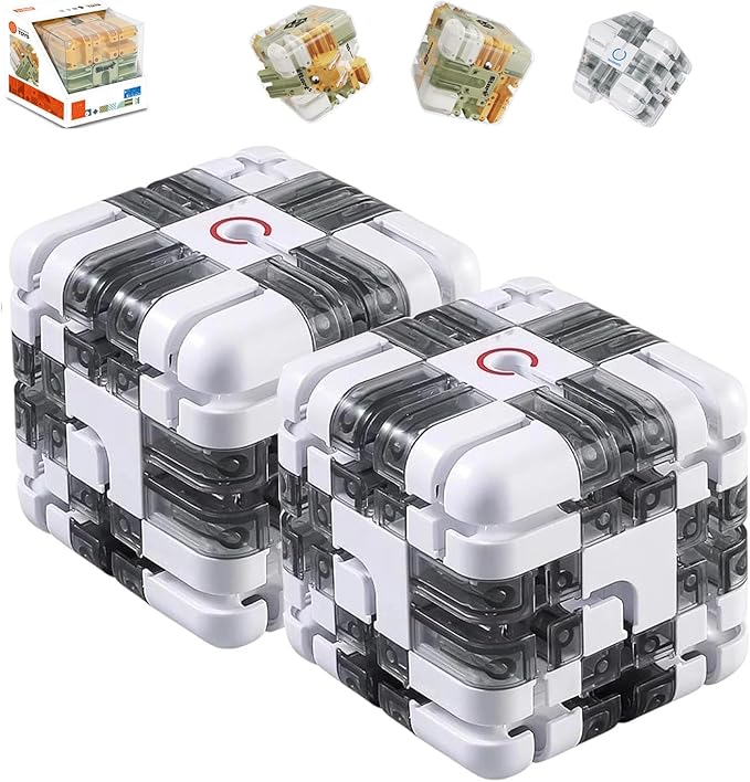 Large Puzzle Maze Cube - Engaging Brain Teaser Toy, 3D Maze Magic Cube & Ball, Mazes Ball Puzzles for Logical Thinking (Bstyle,2set)