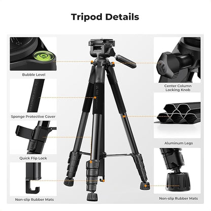 K&F CONCEPT Camera Tripod, Cellphone Clip