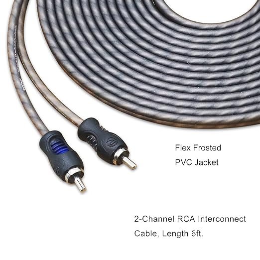 RECOIL RCI-26 100% Oxygen Free Copper 6ft 2-Channel RCA Audio Cable, Twisted Pair with Noise Reduction
