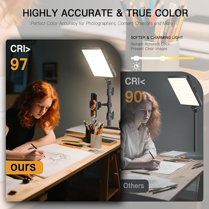 2-Pack LED Video Light Kit, NiceVeedi Studio Light, 2800-6500K Dimmable