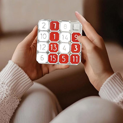 Slide Puzzle, Number Puzzle for Adult, Red and White Number Sliding Educational Learning Games