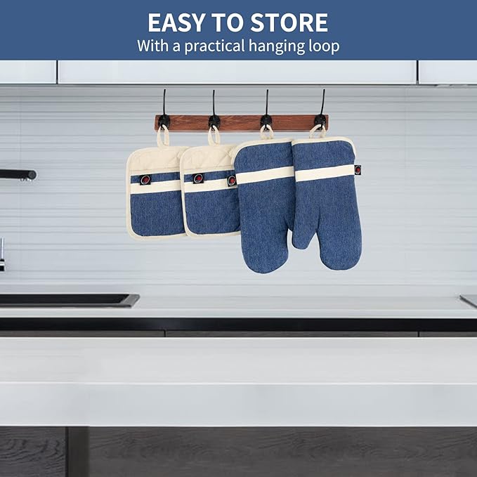 Oven Mitts and PotHolders Sets, Non-Slip Neoprene Oven Mitts are Suitable