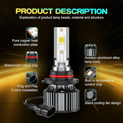 High Low Beams Compatible for Ram 1500 2500 3500 2009 2010 2011 2012 2013 2014 2015 2016 2017 2018 2019 2020 2021 2022 2023 2024 2025, White Powersports Light Bulbs, Plug-n-Play, Off-Road Use, 4 PCS