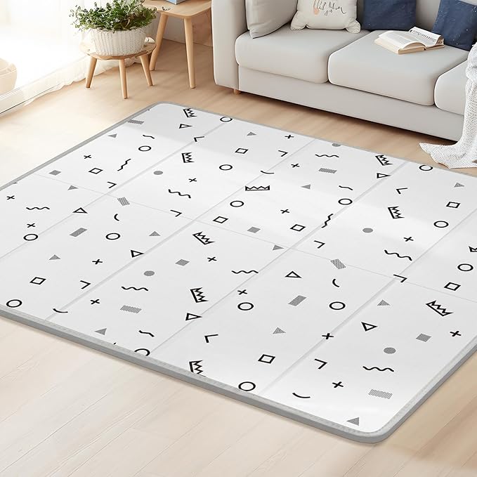 Baby Play Mat - 79" x 71" Extra Large, Foldable, Waterproof, Reversible for Indoor & Outdoor