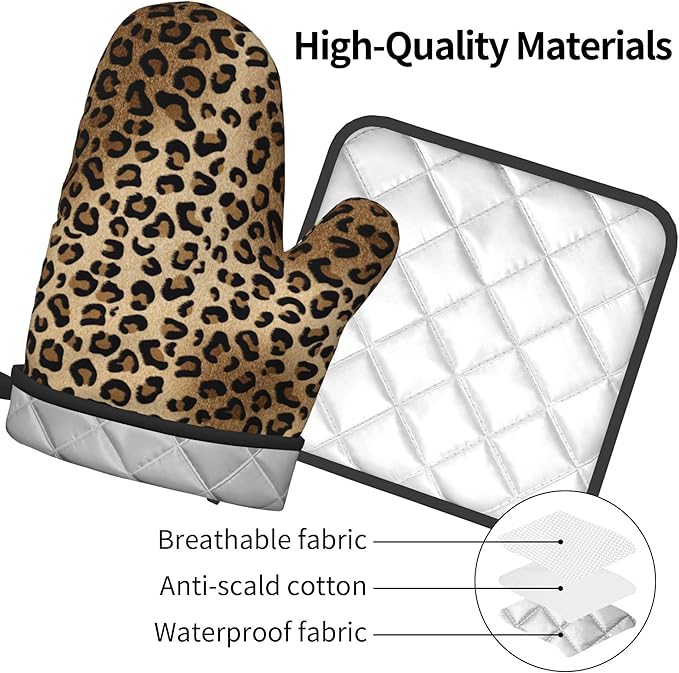 Leopard Print Oven Mitts