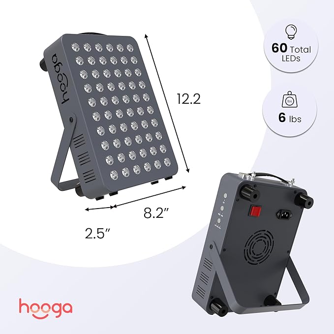 Hooga Red Light Therapy Panel for Face and Body, 60 High-Efficiency Low-Level