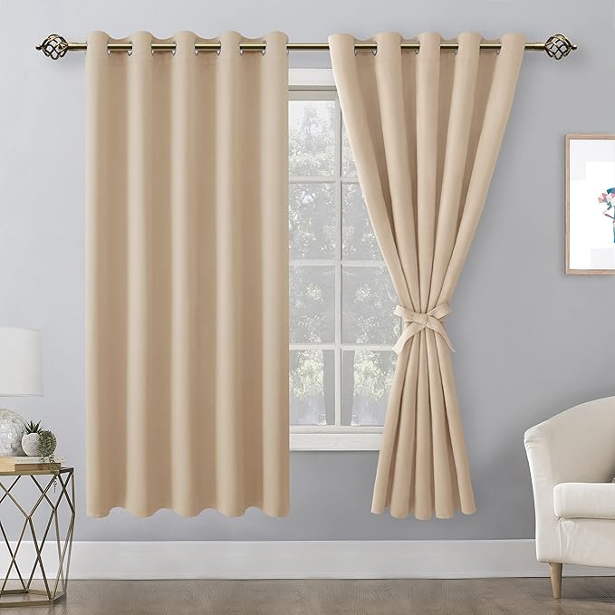 Hiasan Blackout Curtains for Bedroom, 60 x 63 Inches Length