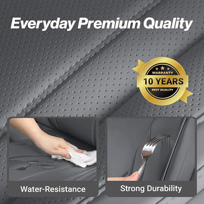 Coverland Custom SUV Car Seat Covers Full Set for [2005-2024 Chevy Equinox] - Protector Car Seat Cover Water Resistant Leather Memory Form Back Support Seat Cushion [Full Set-Dark Gray]