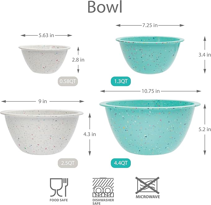 bzyoo Confetti Nesting Mixing Bowls Set