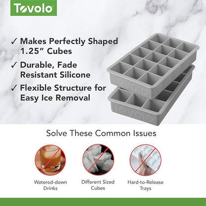 Tovolo Silicone Ice Cube Tray Oyster Gray Pack of 2 BPA Free Ice Tray Mold