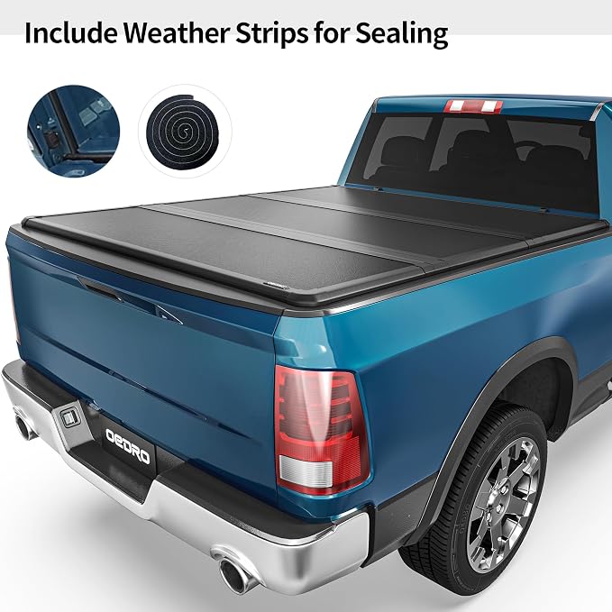 OEDRO FRP Hard Tri-fold Tonneau Cover Fold Truck Bed Covers Fits for Toyota Tacoma 2005-2015 (Excl. Trail Edition) with 6 Feet Bed with Tacoma Bed Rail