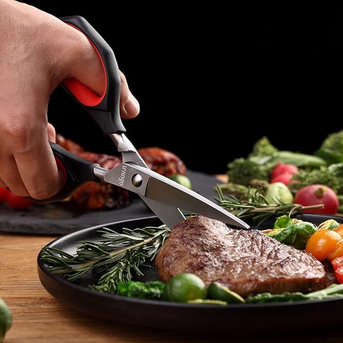 LIVINGO Kitchen Shears Heavy Duty: Cooking Scissors Dishwasher Safe Come Apart Sharp Forged Stainless Steel Blade Utility Food All Purpose for Cutting Poultry Chicken Meat Bones Vegetable, 8.5 inches