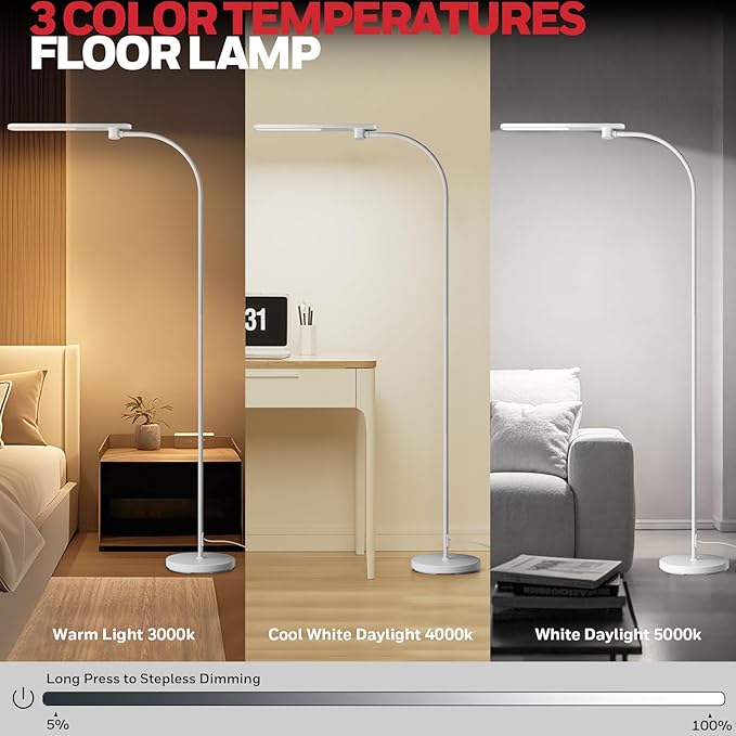 Honeywell LED Floor Lamp, F4 Sunturalux™ Gooseneck Reading Floor Lamp, Super