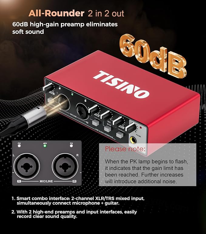 TISINO Audio Interface 24Bit/192kHz, USB Audio Interface