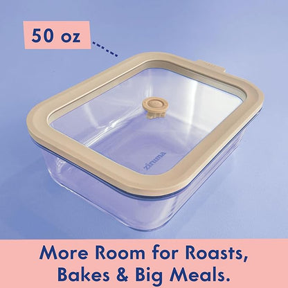 Ziruma Non-Toxic 6.2 Cup Glass Food Storage Containers with Lids, Large Food Containers, Plastic Free Meal Prep, Airtight Food Storage Container, Microwave and Freezer Safe, 2 Pack