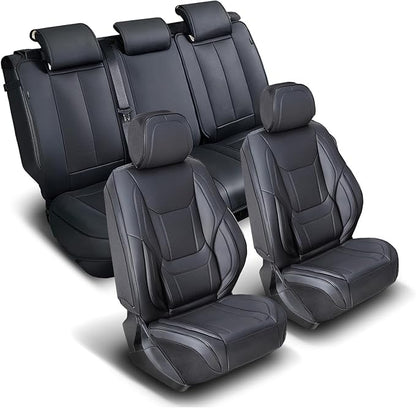 Coverland Custom Fit Car Seat Covers for SUV Compatible with [2003-2012 Infiniti FX35] PPremium Car Seat Cover Water Resistant Leather Non-Slip Interior Protectorr [Full Set Black - Size Chart X67]