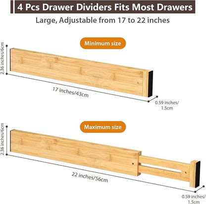 DUCOO 4 PCS Drawer Divider, Expandable Separators