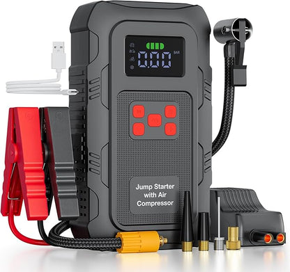 HPBS 6000A Jump Starter with Air Compressor, Portable Car Battery Jump Starter