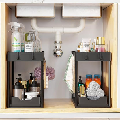 Simple Trending Under Sink Organizer 2 Pack, Sink Pull-Out Sliding Storage