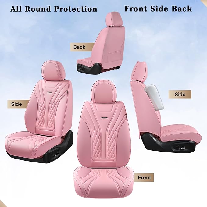 Coverado Car Seat Covers, Car Seat Covers Front Seats, 2-Pack Front Seat Cover, Nappa Leather Waterproof Seat Covers, Car Seat Protectors, Automotive Seat Covers Universal Fit for Most Vehicles