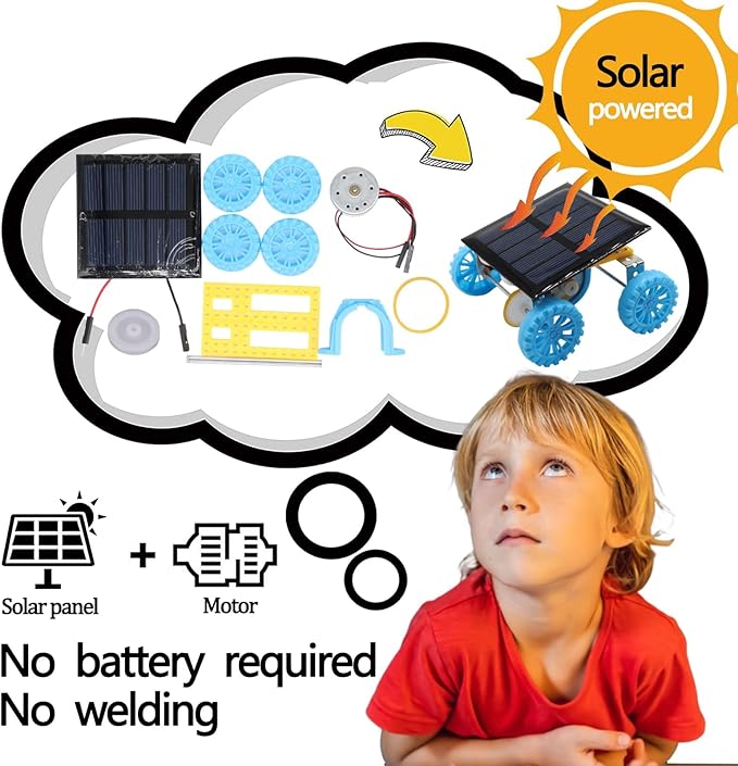 4 in 1 Solar Power & Electric Motor STEM Kits,Science Experiment Projects for Kids Beginners,Electronic Assembly Solar Powered Toy Kit,DIY Educational Engineering Experiments for Boys and Girls