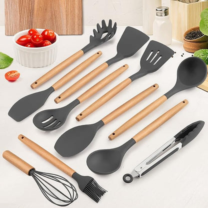 Kitchen Utensils Set of 12, E-far Silicone Cooking Utensils