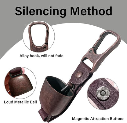 Bear Bell with Magnetic Silencer|Bear Bells for Hiking & Camping|Bear Deterrent Device with Emergency Whistle & Carabiner to Scare Animals|Bear Alarm for Outdoor Biking Fishing Climbing