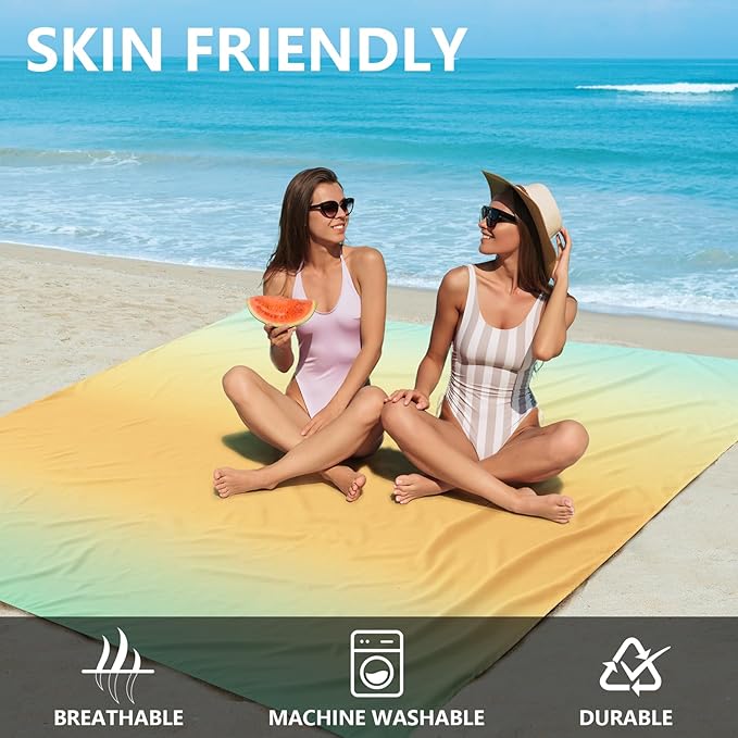 Beach Blanket Waterproof Sandproof Beach Mat 79" X 83"/10'x9'for 2-8 Adults Quick Drying Outdoor Picnic Mat Beach Accessories for Travel, Camping, Hiking