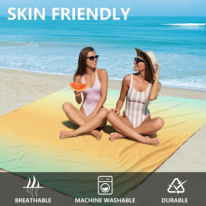 Beach Blanket Waterproof Sandproof Beach Mat 79" X 83"/10'x9'for 2-8 Adults Quick Drying Outdoor Picnic Mat Beach Accessories for Travel, Camping, Hiking