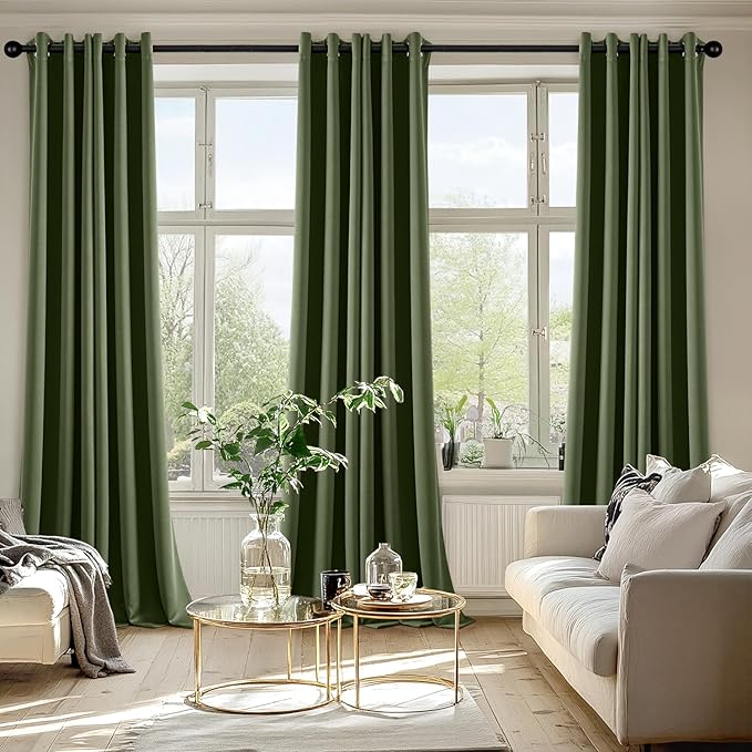 MIULEE Olive Green Blackout Curtains