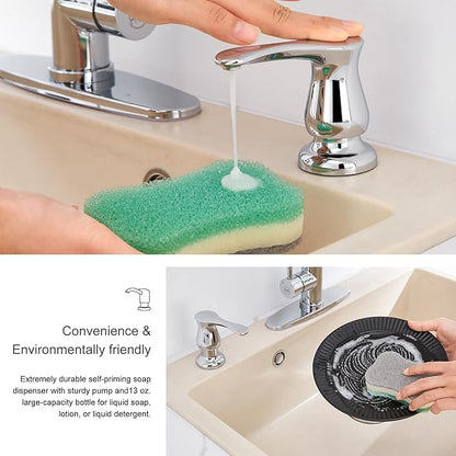 GAGALIFE Kitchen Sink Soap Dispenser Chrome, Built in Soap Dispenser