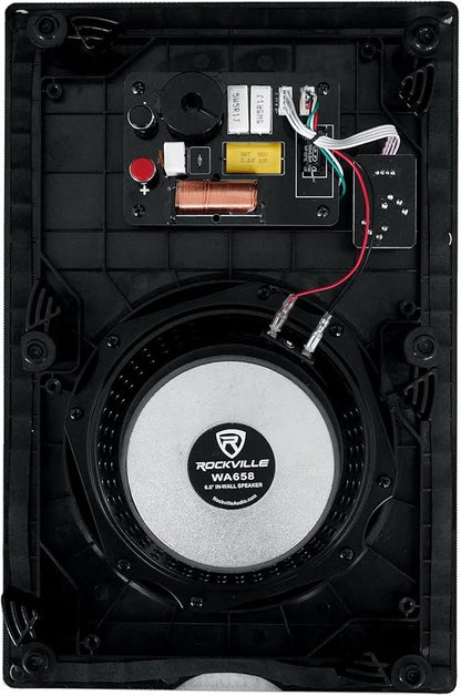 Rockville Pair WA658 240W in-Wall Speakers, 6.5" Kevlar Woofer, Silk Dome