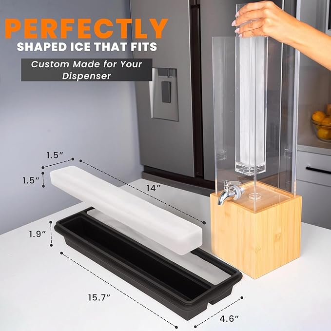 Ksestor Large Ice Cube Tray – 15.7" x 4.6" Ice Core
