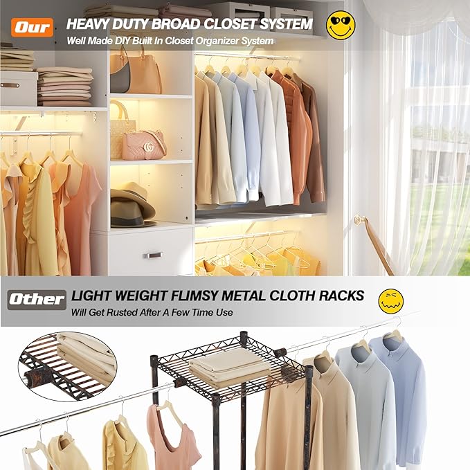 Armocity 96 Inches Closet System, 8FT Walk In Closet Organizer