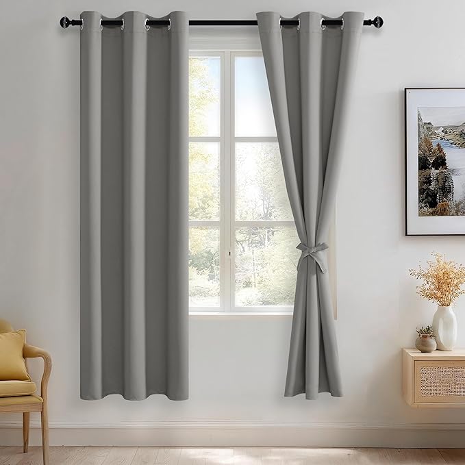 JIUZHEN Light Grey Blackout Curtains