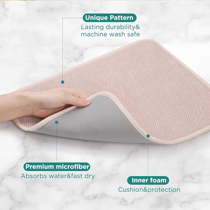 GeeRic Microfiber Dish Drying Mat Happy New Year, Super Absorbent Kitchen Dish