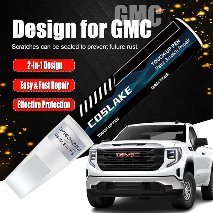 Car Touch Up Paint(Downpour Metallic(GXP/WA136H)) for GMC, Car Paint Scratch Repair Kit, Quick & Easy Solution to Repair, 2 in 1 Scratch Remover Pen with Color-Matched