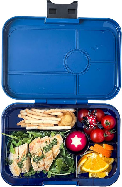 Yumbox Tapas Leakproof Bento Lunch Box: 4.2 Cups Larger 5-Compartment Design in Monte Carlo Blue with Jungle Tray- for Adults and Bigger Kids