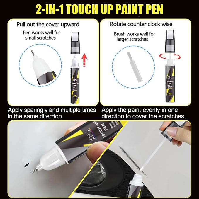 XNA Car Touch Up Paint (Mosaic Black Metallic(GB8/WA384A)) for Chevrolet, 2 in 1 Car Scratch Remover with Pen Tip and Brush, Exact Color-Matched for Car Paint Scratch Repair, Quick & Easy Fix