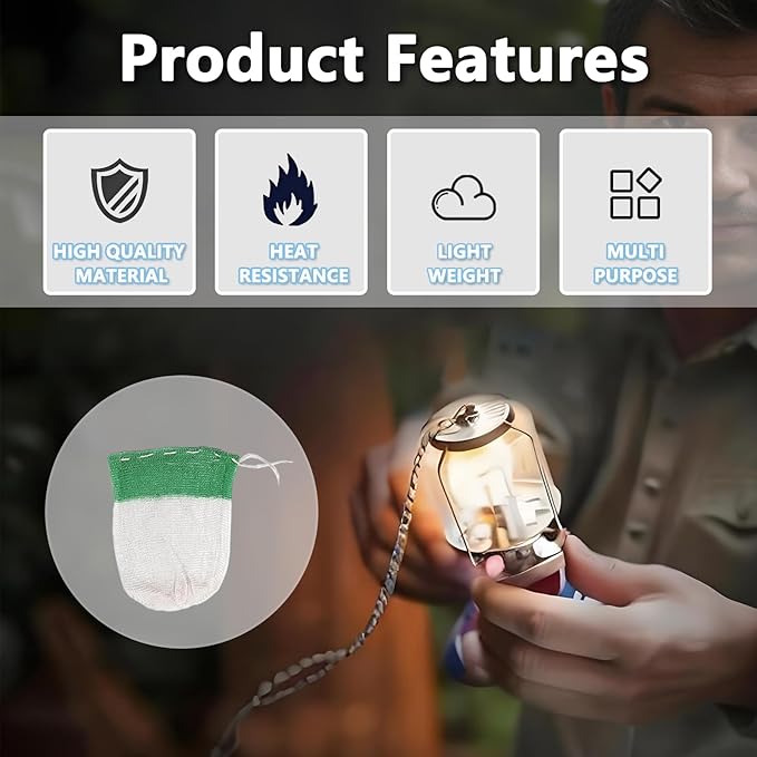 Lantern Mantles, Camping Lantern Mantles for Propane Lantern U Shape String Tie Mantles for Gas Lamp Mantles Gas Lantern Covers for Fueled Lighting for Outdoor Camping Lantern Natural - 12PCS