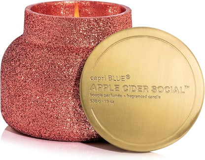 Capri Blue Signature Glam Jar Candle - Long Lasting Soy Wax Blend - Glitter Candles for Home Scented with Luxury Holiday Scents (Apple Cider Social, 19 oz)