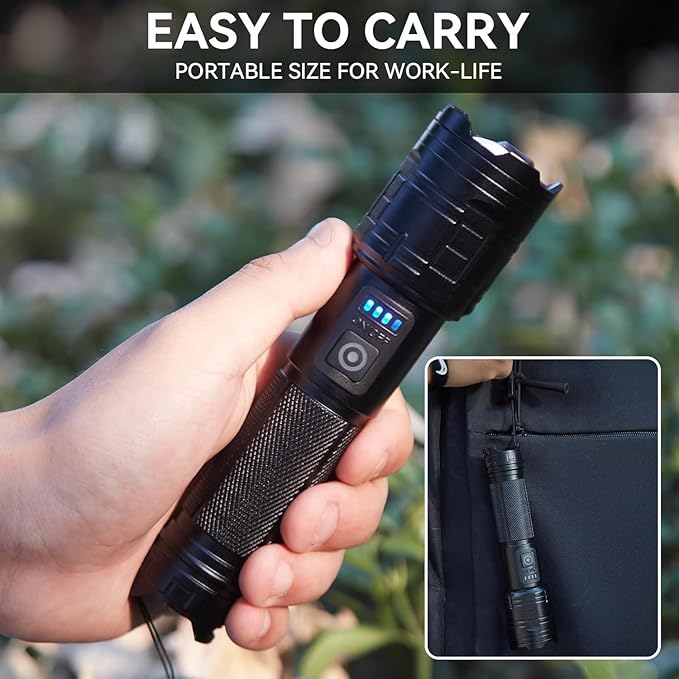 Rechargeable Flashlights 90,000 High Lumen, 2 Pack Super Bright LED Flashlight with 5 Modes, High Powered Flash Light for Home, Camping, Outdoor