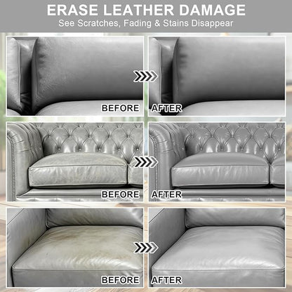 STARTSO WORLD 200Ml Leather Recoloring Balm with 100ML Leather Conditioner, Gray Leather Repair Kit for Furniture, Leather Dye, Leather Scratch Repair, Leather Couch Paint