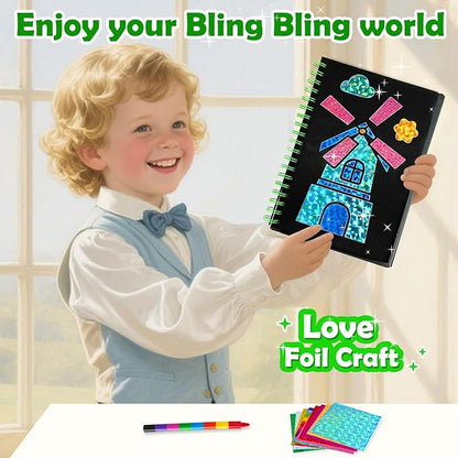FUNNYB&G Foil Art Craft Activity for Kids - Gift for Girls Boys Crafts for Kids Fun Art Supplies DIY Creative Travel Toy, Birthday Gift Party Favor Toys for Girls Boys 4 5 6 7 8 9 Years Old(Farm)