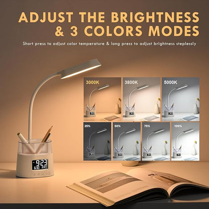 Led Desk Lamp with Pen Holder, Touch Lamps