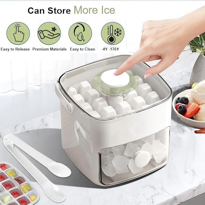Ice Cube Tray with Lid & Bin Ice Maker