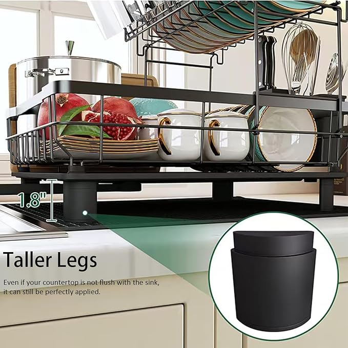 Small 2 Tier Dish Drying Rack, Space Saving Dish Racks